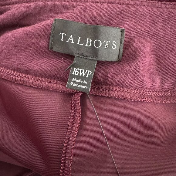 Talbots Velvet Leggings Pants 16WP Burgundy Pull On Ankle Zip NWT TP-3123 - Picture 8 of 9